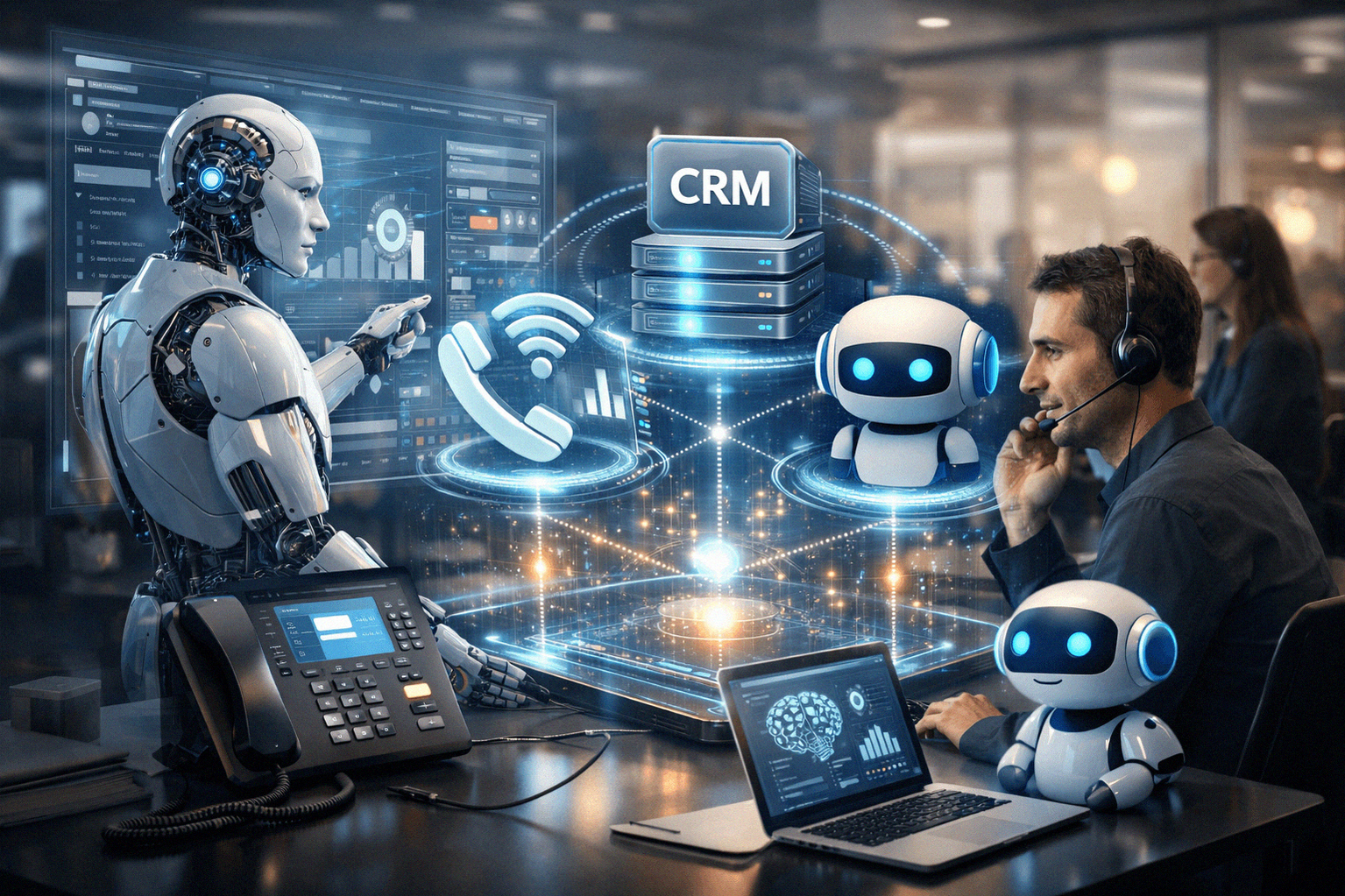 Схема оркестрации ИИ-агентов и CRM
